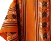 South American Fabric, Peruvian Fabric, Aguayo, Woven Textile, Azteca Orange