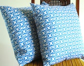 BLUE PILLOW COVER 18 x 18  Decorative modern geometric white blue Riley Blake zig zag cotton Set of two