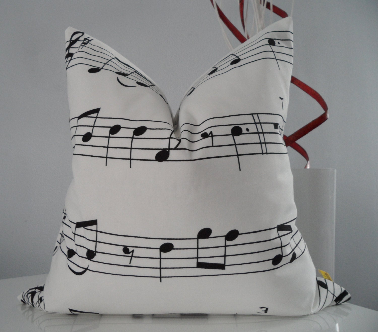 Decorative Pillow Cover Musical Notes Pillow Black And White Handmade Designer Cotton Fabric Custom Size