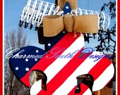 Patriotic 4th of July Fleur de Lis Wood Door Hanger