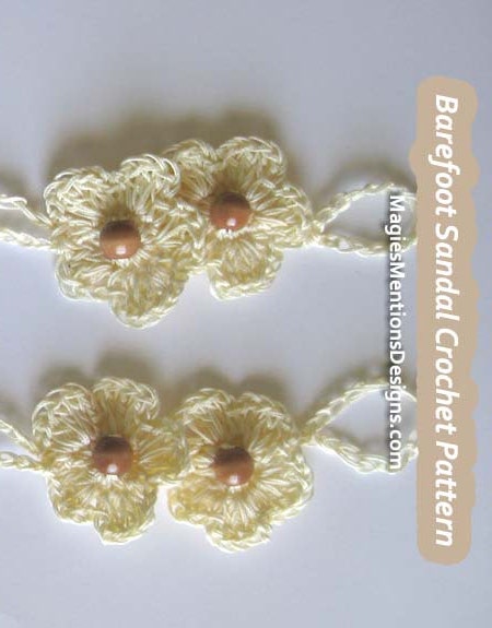 Barefoot Sandals with Beads Crochet Pattern - One Size Fits Tweens, Teens and Women PDF Instant Download