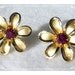 Vintage Flower Earrings w Red Center Rhinestone  E238a-052212000