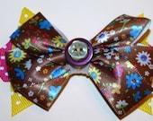 brown floral hair bow- spring hair accessories- flower hair clip