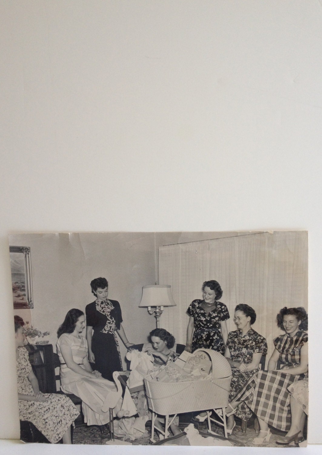 Vintage Black and White Photo of Baby Shower