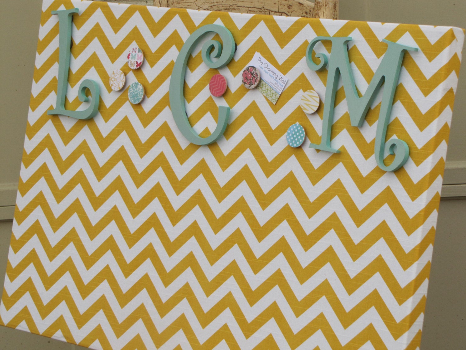 Chore Chart, 3 Initials Magnetic Board, Fabric Magnet Board, Bulletin Board 24x36 chevron Upholstered, magnet memo board, THE CHARMING WALL
