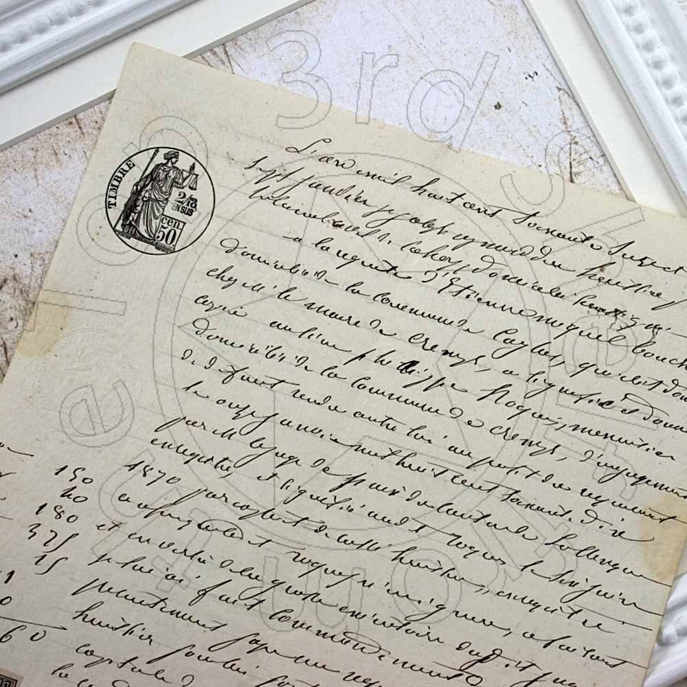 Vintage 1876 French Legal Document Old Handwritten Paper Ephemera
