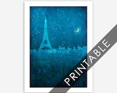 PRINTABLE Paris illustration - The Eiffel tower in Paris - Art,Illustration,Last minute gifts,Under10,Art prints,Paris art,Paris decor