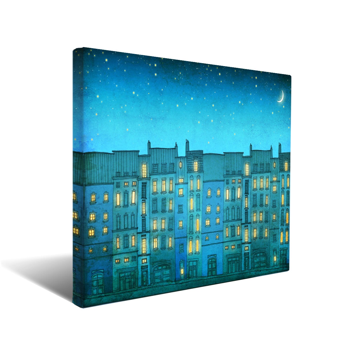 Canvas print - 12x16 - You are not alone - Paris illustration,Ready to hang,Paris decor,Love,blue,turquoise,wall decor,Home decor