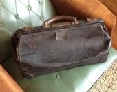 Vintage Doctor Bag // Black Leather Doctor's Bag // Steampunk // Unique Bag
