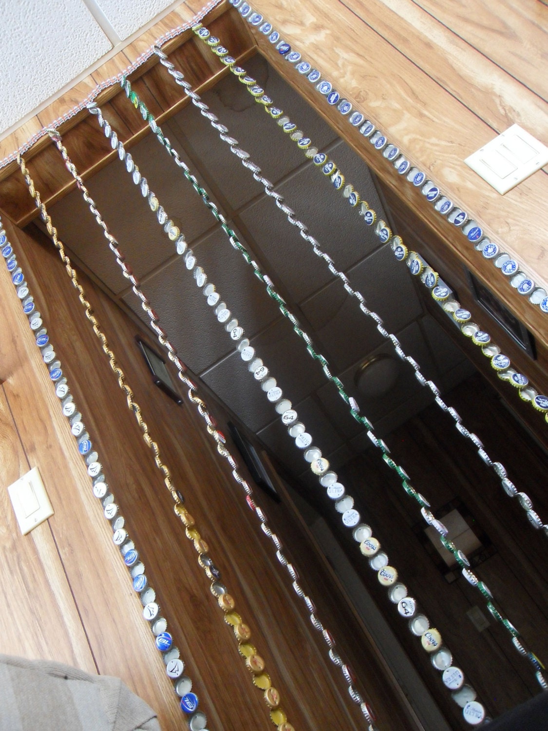 Beer cap beaded curtain..FREE USA SHIPPING.. for doorway can tab support upcycled recycled materials for dorm, bar, man cave, or anywhere