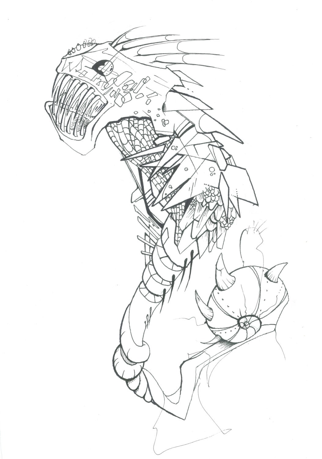 EBusk Fish - Abstract, Surreal, Geometrical. Drawing, sketch. Graffiti PRINT