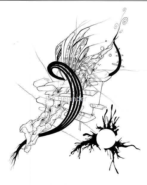 Slothworks - Abstract Ink, drawing, sketch, geometric. Sliding through mind-sets like a knife through butta. PRINT