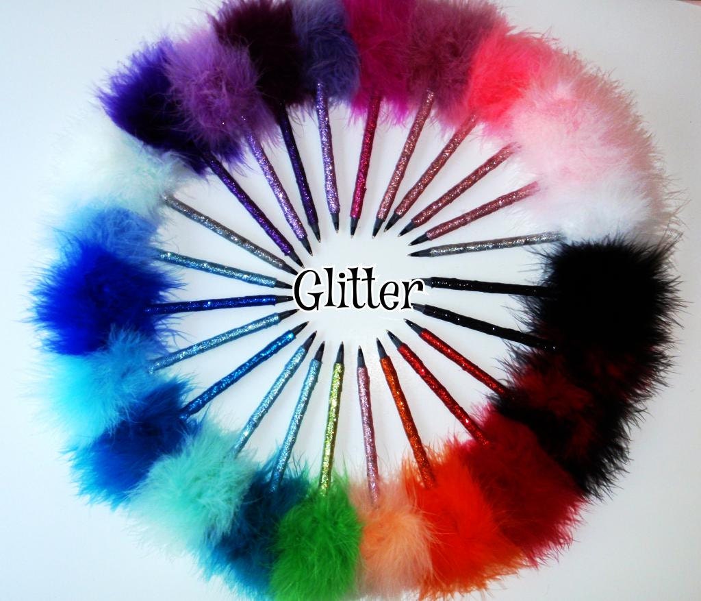 Cute Girly Feather Fuzzy Pens Glitter Bling Great for Party Favors and Gifts Under 5
