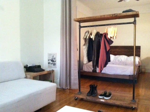 Industrial Garment Rack with Top Shelf (42")