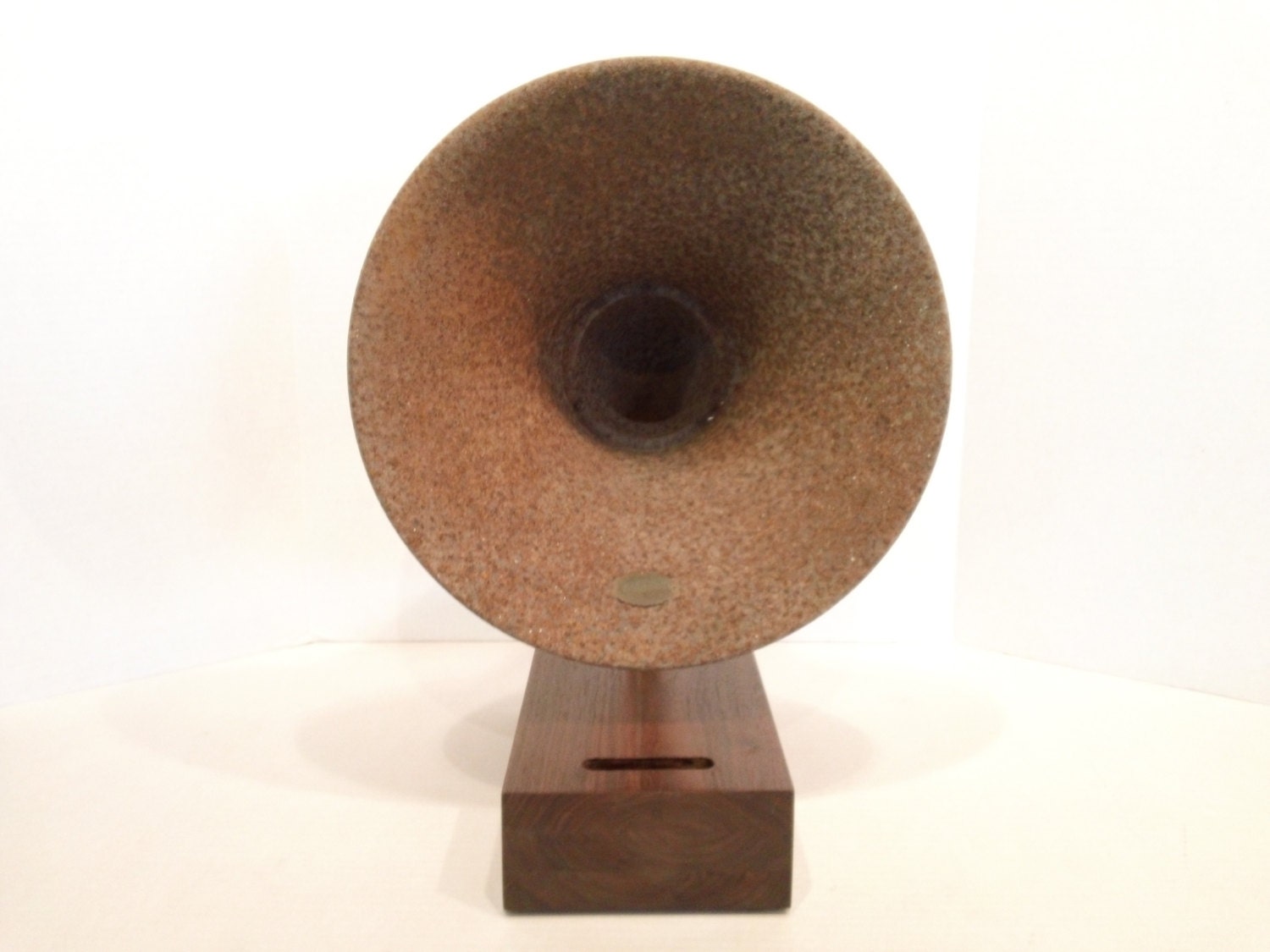 Acoustic  iPhone Speaker Dock Utilizing a Vintage Antique Rusty Atwater Kent Gramophone Horn -Ready to Ship-