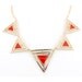 Beautiful Gold-tone Orange Triangle/Pyramid Funky Statement Necklace