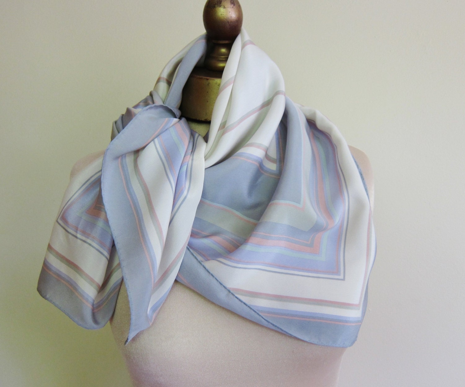 Liz Claiborne silk scarf, ELEGANT stripes, SUBTLE colors PASTEL