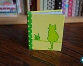 Miniature Sketchbook (M) - 'Cat in Green' with blank pages (SD/MSD sized) for dolls