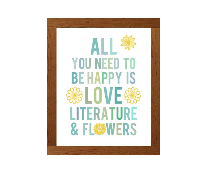 Love, Literature, And Flowers Print