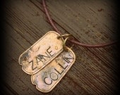 Personalized 2 Men's copper dogtags gift for dad and grandpa custom necklace or keyring