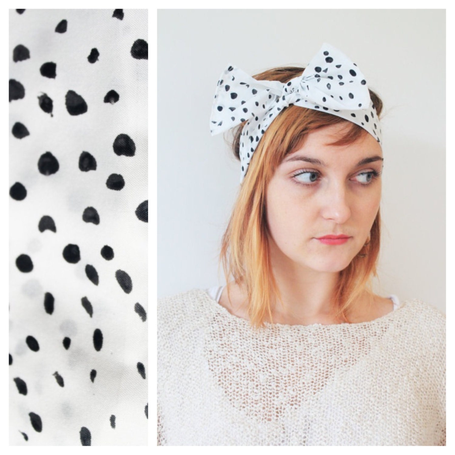 Buy-1-Get-1-Free Hand painted Black and White Head Scarf