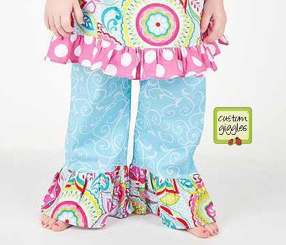Spring Sky Ruffle Pants/Capris (4T, 5T, 6)