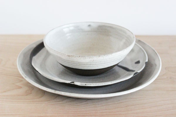 Place settings, dinner plate, salad dessert plate, bowl, set of four each, modern dinner dishes set - MADE TO ORDER