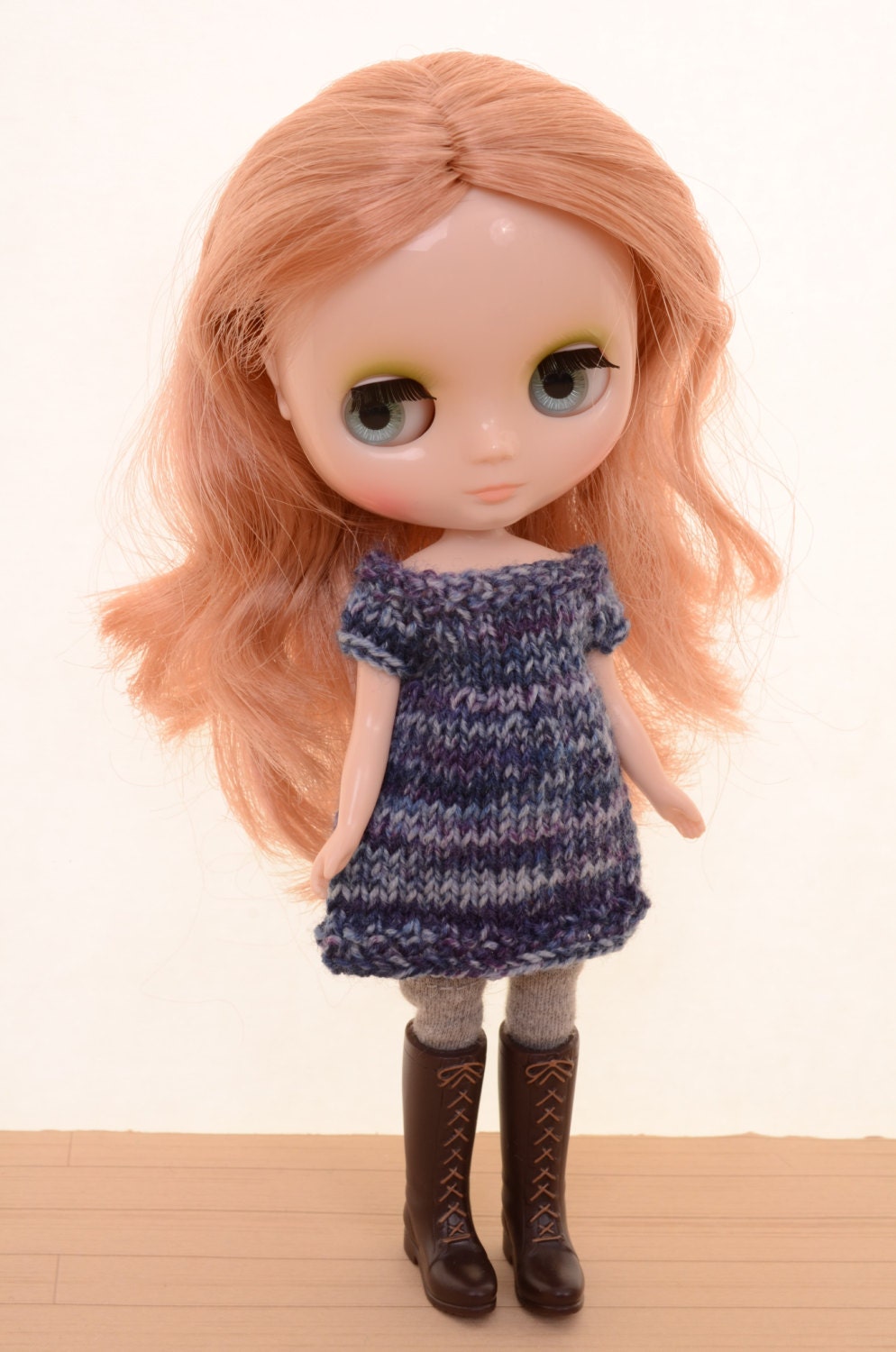 Beautiful blue varigated sweater dress for Middie Blythe, Lati Yellow, pukifee and similar dolls