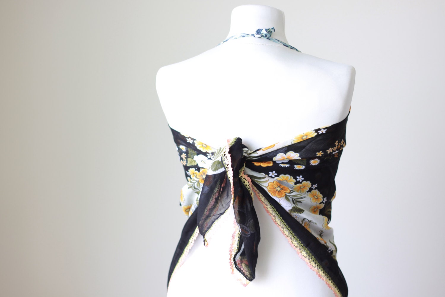 Black Beach cover up, Turkish Scarf for women, Cotton scarf, Belt, Headband, Belt, all in 1