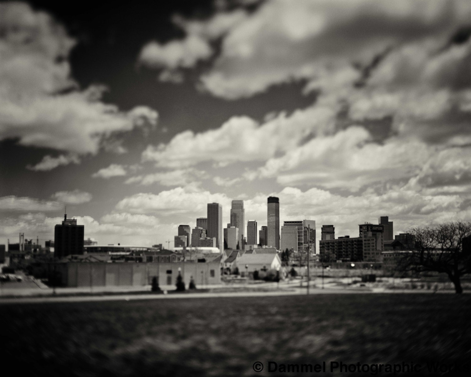 Downtown Minneapolis Skyline, 11x14" fine art black and white large format photographic print