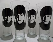 The Beatles, painted glasses, beer glasses