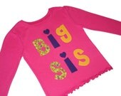 Big Sis/Lil Sis T-Shirt with Appliqued Letters, Big/Little Sister or Name, Custom Personalized Shirt or Onesie, Kids/Childrens/Baby Clothes