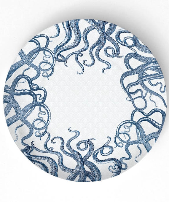 Octopus legs on 10 inch Melamine Plate by TheMadPlatters on Etsy