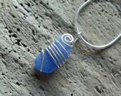 Cornflower Blue Sea Glass Pendant