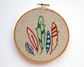 Pantone Feather Collection Embroidery - 5 Inch Hoop Art - Hand Stitched Boho Wall Art - Colorful Feathers Boho Southwest Decor