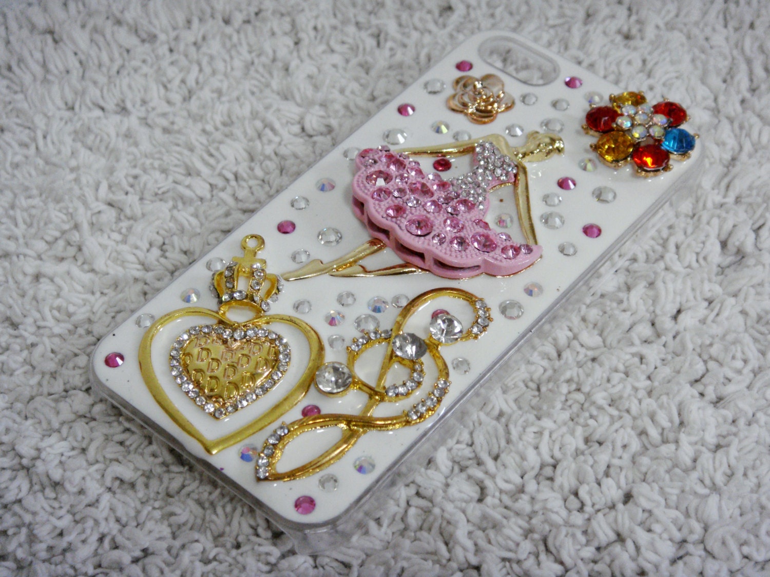 iPhone 5 Bling Rhinestone Hard Case Cover Designed with Crystals HandMade Ballerina