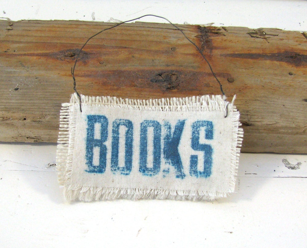 Bookmark Books - Hanging Sign for the Booklover - Burlap Book Accessory