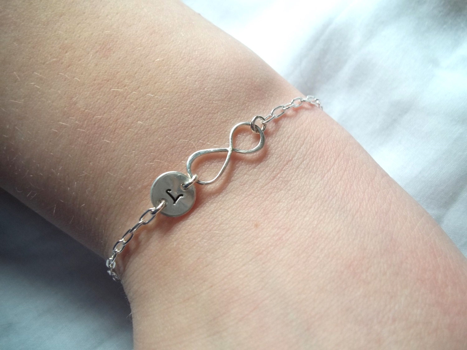 Personalized Infinity Bracelet -- Sterling Silver -- Friendship Bracelet -- Bride/Bridesmaids Gift -- MADE TO ORDER