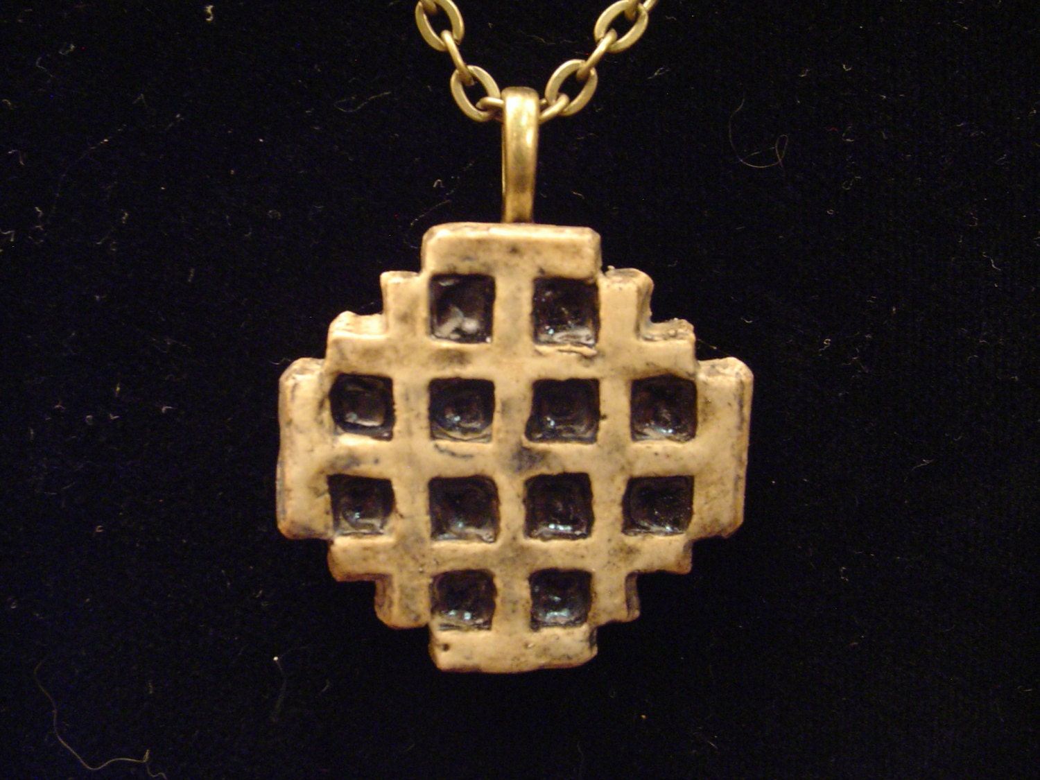 Kairos Jerusalem Cross Pendant Stoneware by SwallowsNestPottery