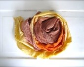 Cotton Hand Dyed Lightweight, Spring Scarf, Summer Scarf, Beach Scarf, Mocha, Orange, Yellow Ombre Scarf, Shawl, Wrap, Silver Thread Stripe