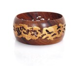 Wood Bracelet/Bangle, Indian Rosewood and Gold Leaf - Golden Space 1