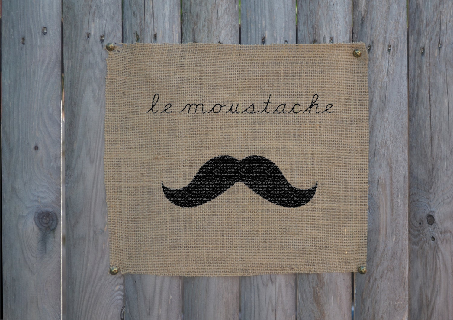 Le Moustache, French Wall Art, Burlap Art, Unframed