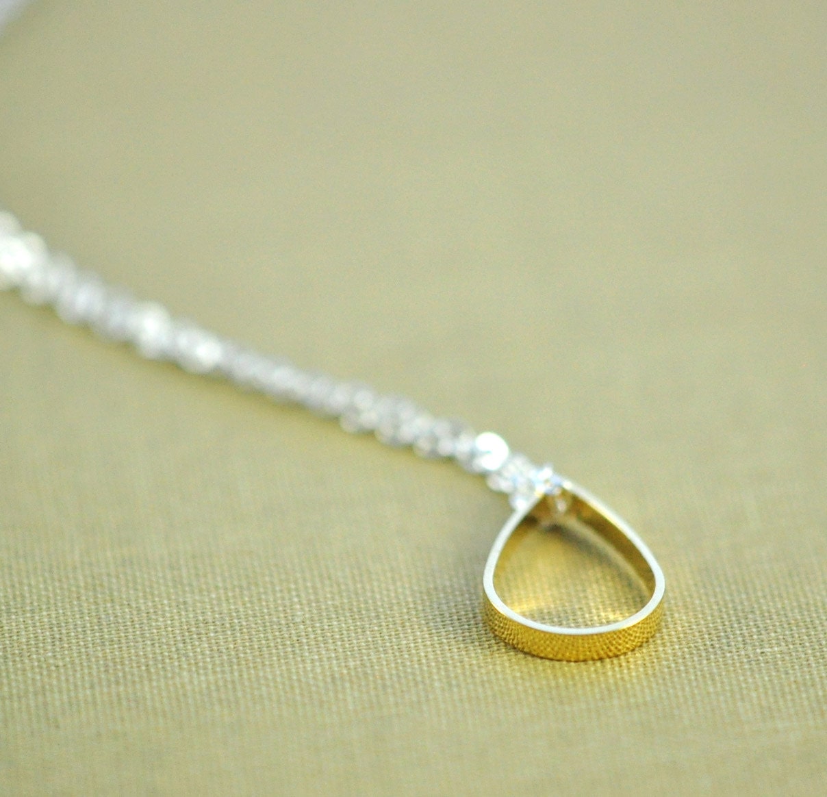 Golden Teardrop Necklace - Geometric- Modern - Simple Minimalist Jewelry - Gold and Silver - Rain Drop