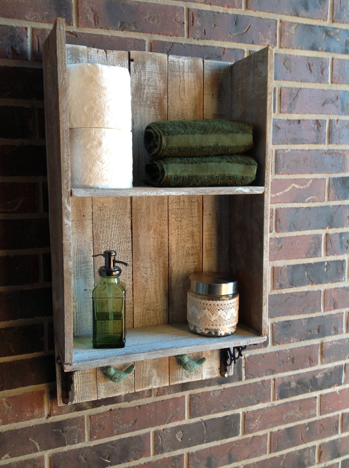 Reclaimed wood bathroom shelf