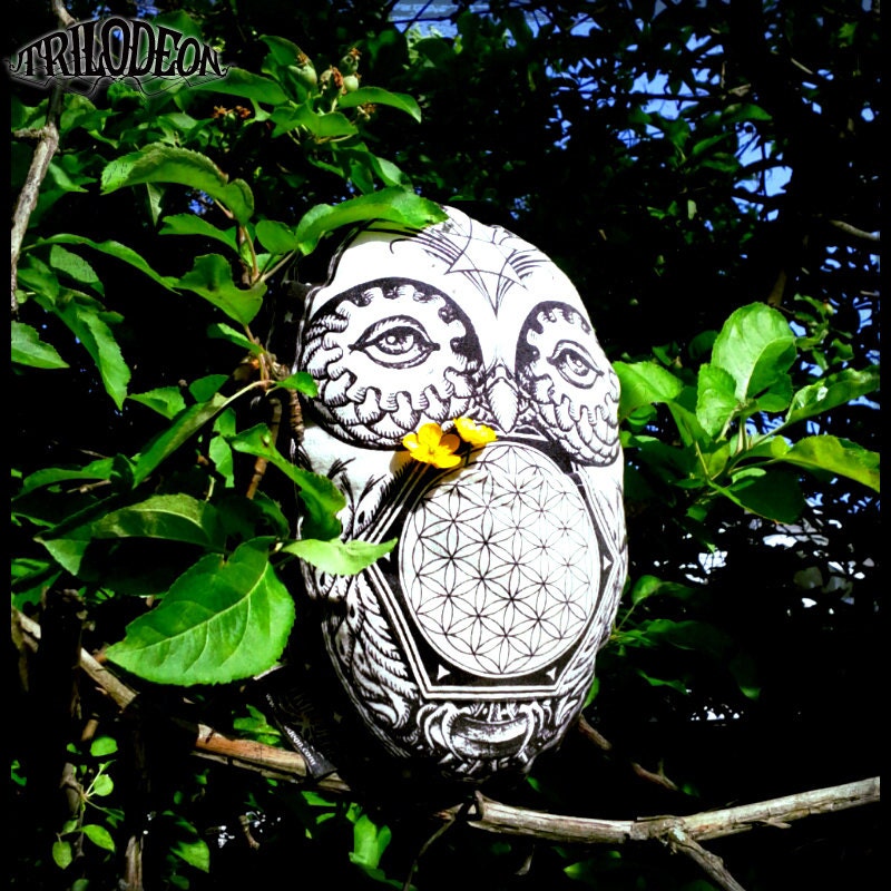 Owl Dream Pillow w/ Pocket- Cosmic Owlchemist Bird Original Art w/ Flower of Life Sacred Geometry & Organic Herbs- LOVE MAGIC DREAMS
