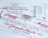 Vintage Art Deco Great Gatsby Twenties Flapper Movie Ticket Wedding Invitation- Tear Off RSVP - DEPOSIT Listing