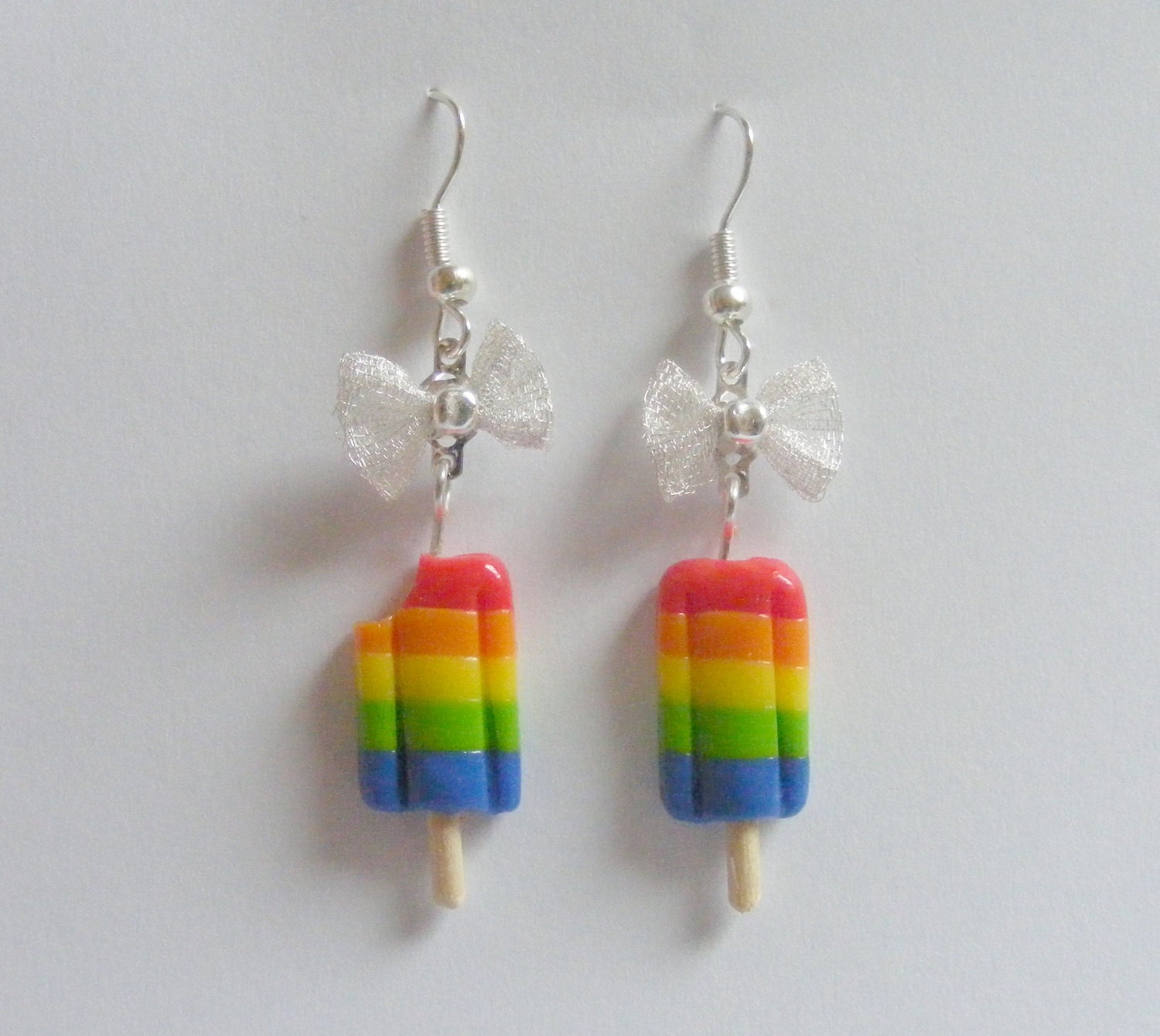 Rainbow Ice Lolly Miniature Food Earrings - Miniature Food Jewelry