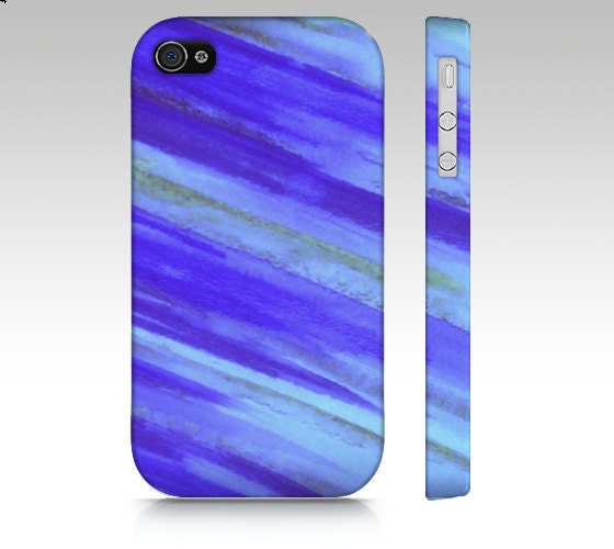 WASHED UP Beach Blue Waves iPhone 4 4S iPhone 5 Cell Phone Case Hard Plastic Cover, Stylish Original Abstract Watercolor Design
