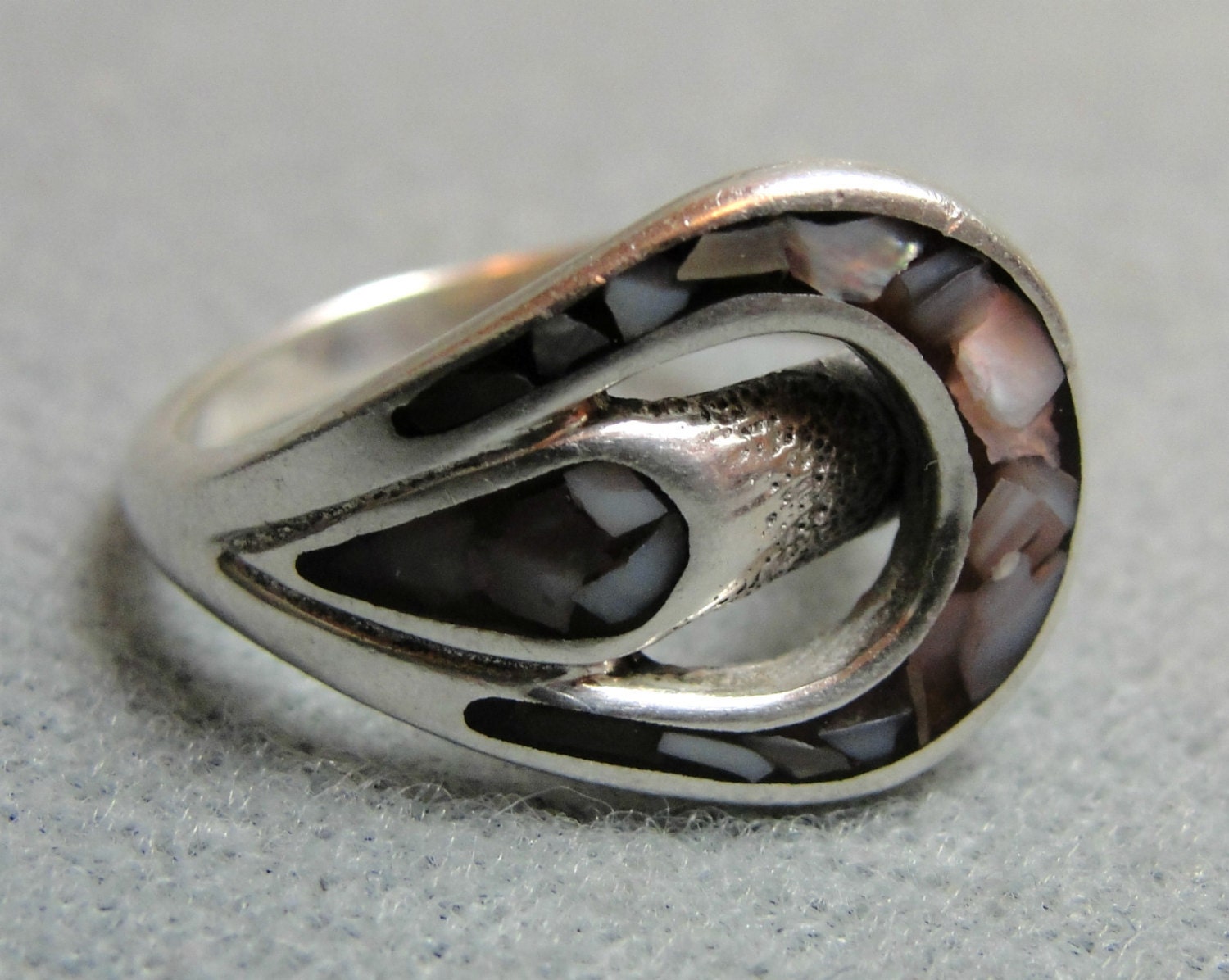 Vintage Silver Abalone Ring