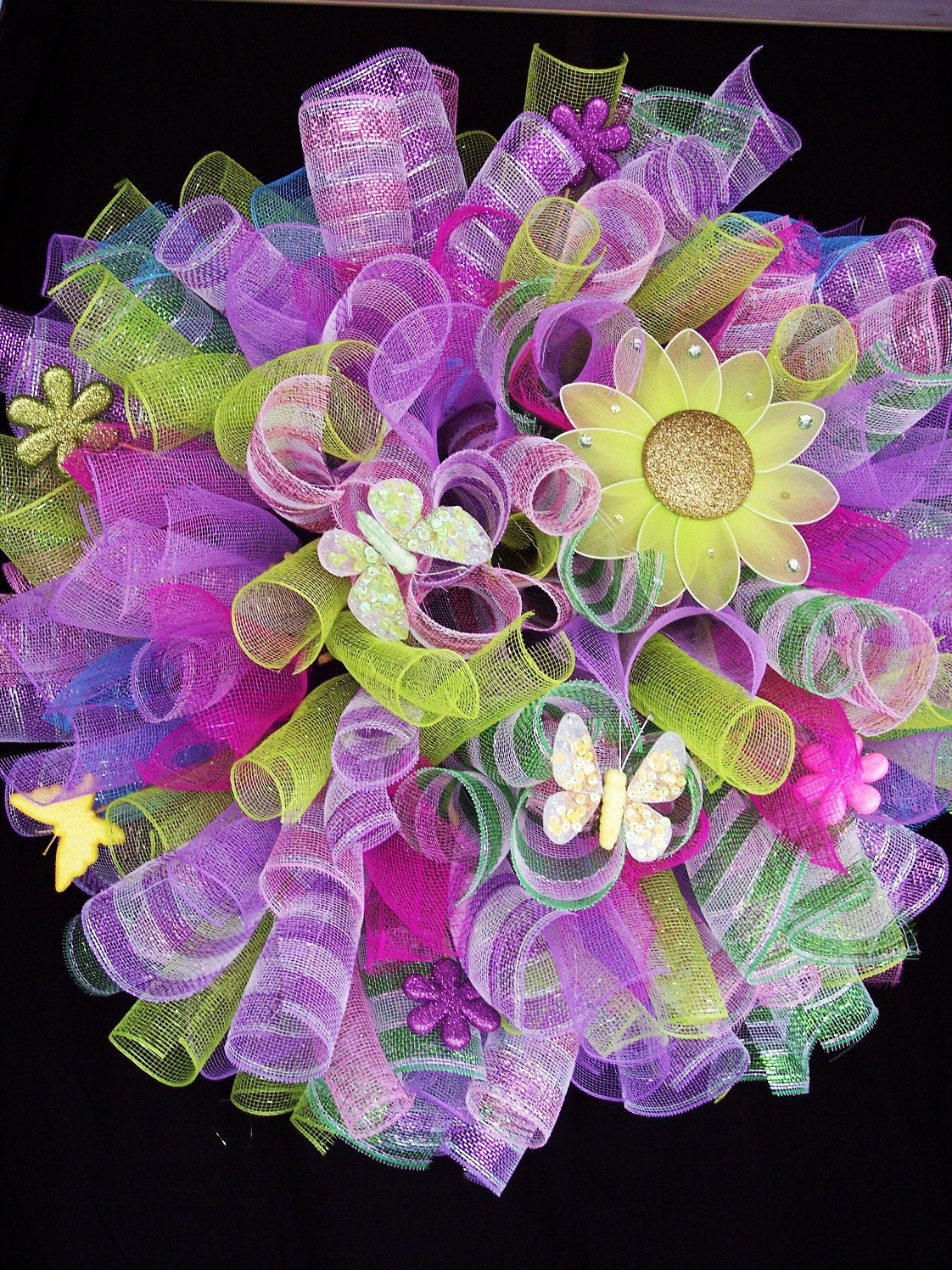 Spring Easter Spiral Deco Mesh Wreath